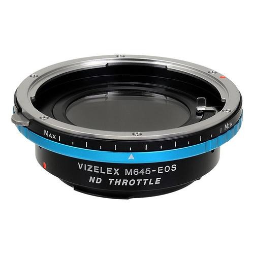 Vizelex ND 스로틀 렌즈 마운트 어댑터- Mamiya 645 (M645) 마운트 렌즈 캐논 EOS (EF, EF-S) 가변 ND 필터 (1 ~ 8 스톱) 및 초점 확인 칩이있는 마운트 SLR 카메라 본체